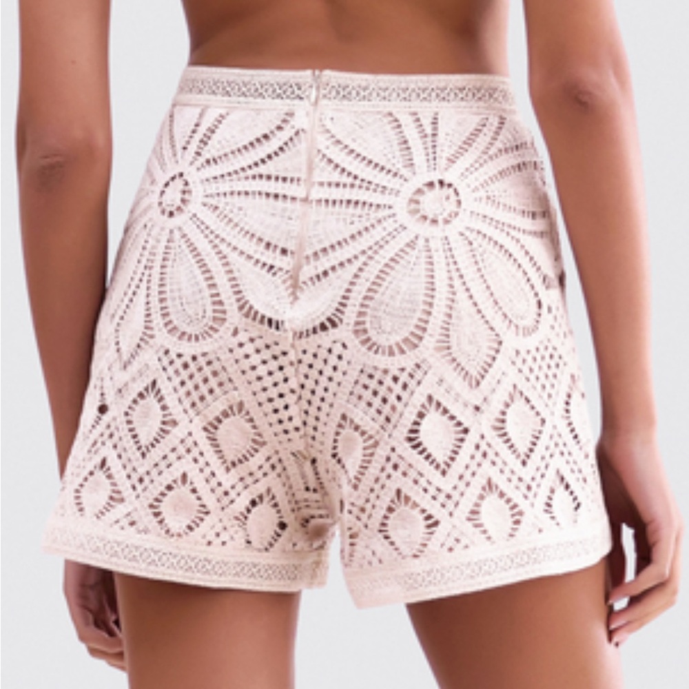 PatBO Cream Crochet High-Waist Shorts - Picture 2 of 7